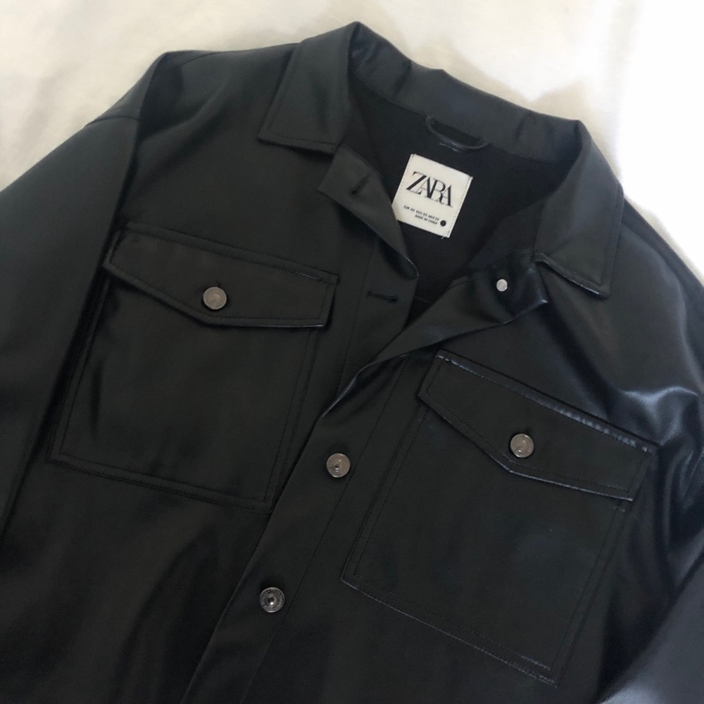 Zara faux leather cropped shacket